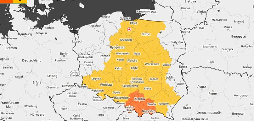 Ostrzeżenie przed intensywnymi opadami i porywistym wiatrem