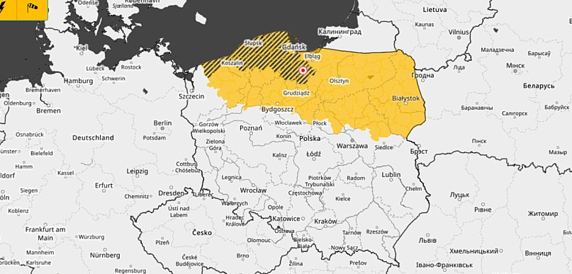 Ostrzeżenie I stopnia przed zjawiskami pogodowymi