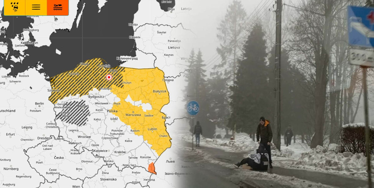 Sztum. Bardzo ślisko – trudne warunki na drogach i chodnikach. IMGW ostrzega przed
